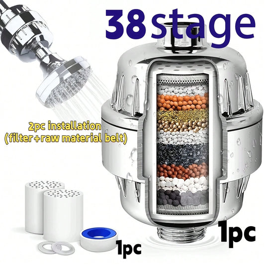 38-Stage High-Efficiency Chlorine, Fluoride, And Heavy Metal Filter Shower Head Water Softener, Shower Water Softener, Shower Water Filter