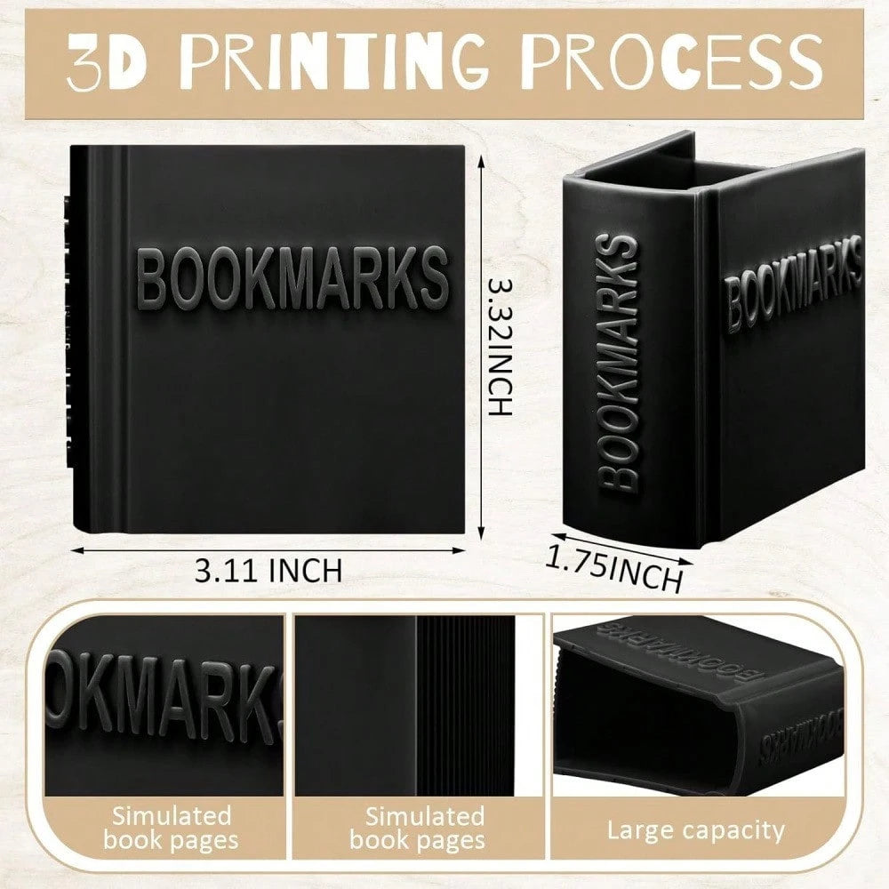 3D Book-Shaped Bookmark Holder, Perfect Gift For Book Lovers, Students & Teachers, Creative Stationery Organizer, Desk Decor Accessory, Unique Reading Enthusiast Gift, Bookish Home Organization, Liter