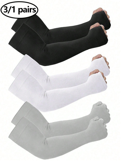 3pcs/1 Pair Male/Female Anti-UV Arm Sleeves, Compression Sleeves For Men To Cover Arms, Male/Female Sun Protection Sleeve Covers- Unisex Sun Protection Arm Sleeves