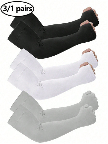 3pcs/1 Pair Male/Female Anti-UV Arm Sleeves, Compression Sleeves For Men To Cover Arms, Male/Female Sun Protection Sleeve Covers- Unisex Sun Protection Arm Sleeves