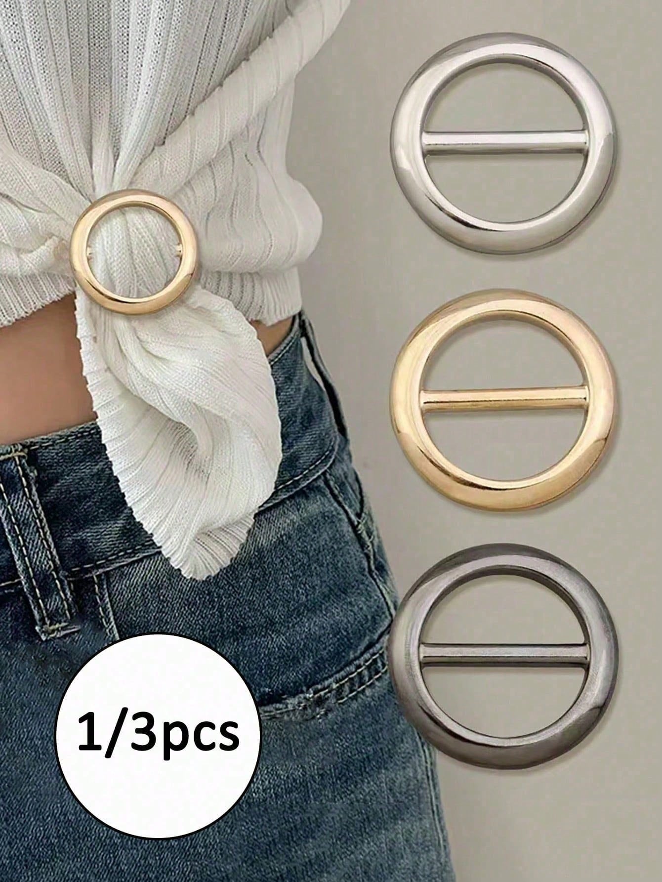 3pcs/1pc Multi-Functional Metal Scarf Clips And Accessory Clips- Elegant Fashion Accessories, Round Waist Scarf And Clothing Buttons, Multi-Functional Round Skirt Knot Clips, Suitable For T-Shirts, S