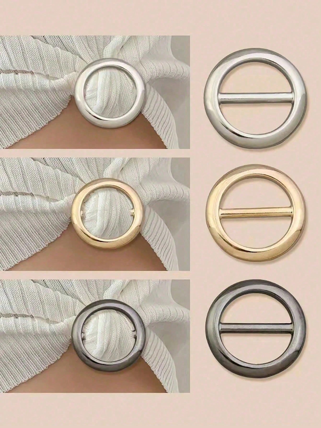 3pcs/1pc Multi-Functional Metal Scarf Clips And Accessory Clips- Elegant Fashion Accessories, Round Waist Scarf And Clothing Buttons, Multi-Functional Round Skirt Knot Clips, Suitable For T-Shirts, S