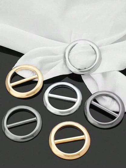 3pcs/1pc Multi-Functional Metal Scarf Clips And Accessory Clips- Elegant Fashion Accessories, Round Waist Scarf And Clothing Buttons, Multi-Functional Round Skirt Knot Clips, Suitable For T-Shirts, S
