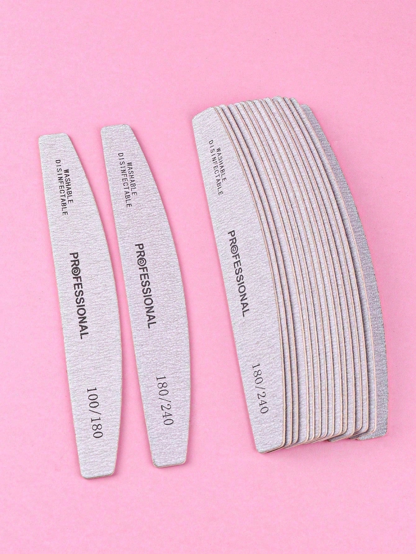 3pcs/5pcs/10pcs/25pcs/50pcs Grey Thin Wooden Nail File- 100/180/240 Grit Nail Files Double Sided Emery Board Washable Emery Boards Reusable Nail Buffers Manicure Tools For Natural Nails Acrylic Nails