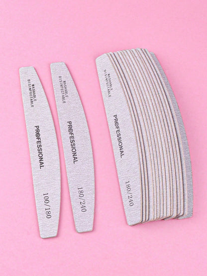 3pcs/5pcs/10pcs/25pcs/50pcs Grey Thin Wooden Nail File- 100/180/240 Grit Nail Files Double Sided Emery Board Washable Emery Boards Reusable Nail Buffers Manicure Tools For Natural Nails Acrylic Nails