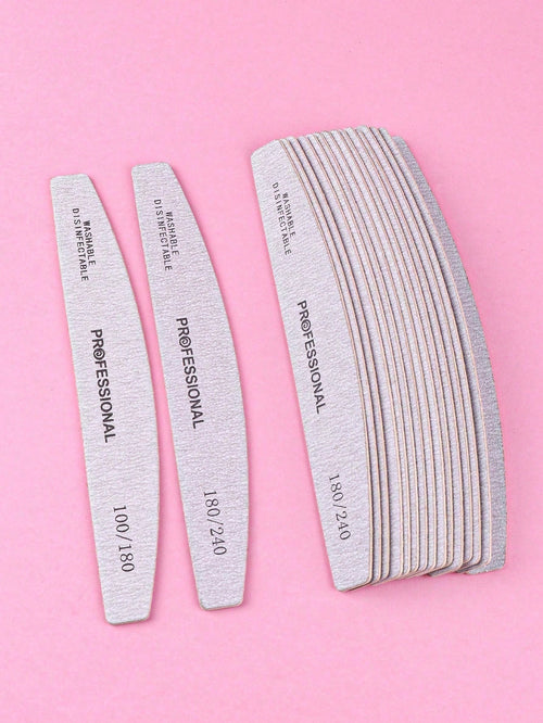 3pcs/5pcs/10pcs/25pcs/50pcs Grey Thin Wooden Nail File- 100/180/240 Grit Nail Files Double Sided Emery Board Washable Emery Boards Reusable Nail Buffers Manicure Tools For Natural Nails Acrylic Nails
