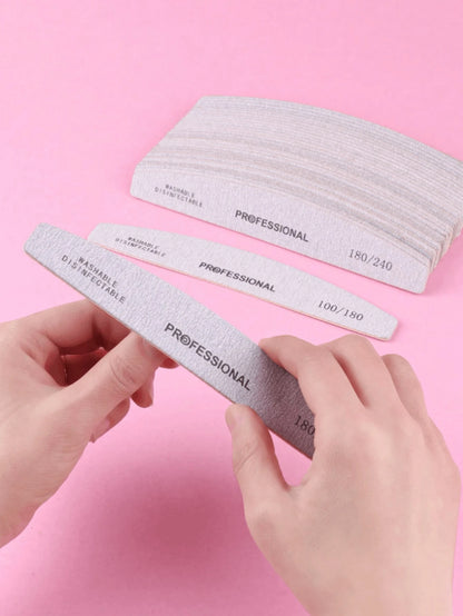 3pcs/5pcs/10pcs/25pcs/50pcs Grey Thin Wooden Nail File- 100/180/240 Grit Nail Files Double Sided Emery Board Washable Emery Boards Reusable Nail Buffers Manicure Tools For Natural Nails Acrylic Nails