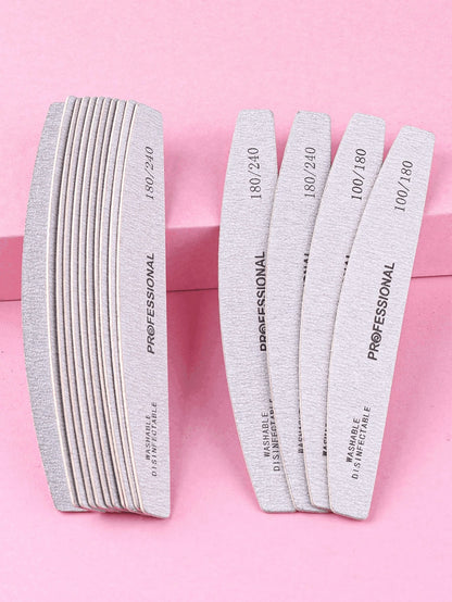 3pcs/5pcs/10pcs/25pcs/50pcs Grey Thin Wooden Nail File- 100/180/240 Grit Nail Files Double Sided Emery Board Washable Emery Boards Reusable Nail Buffers Manicure Tools For Natural Nails Acrylic Nails