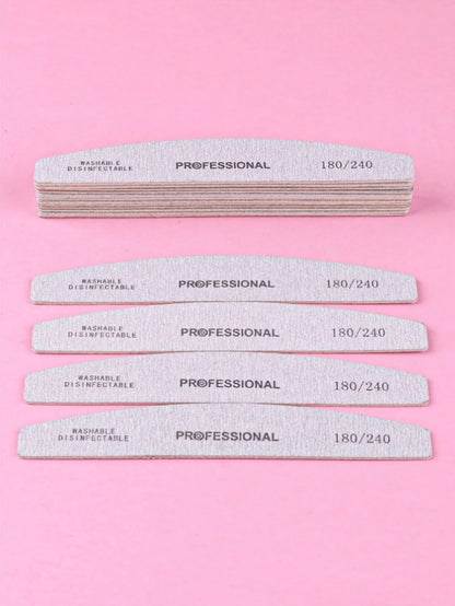 3pcs/5pcs/10pcs/25pcs/50pcs Grey Thin Wooden Nail File- 100/180/240 Grit Nail Files Double Sided Emery Board Washable Emery Boards Reusable Nail Buffers Manicure Tools For Natural Nails Acrylic Nails