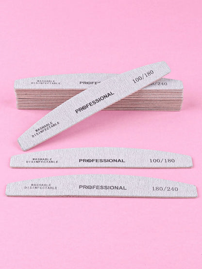 3pcs/5pcs/10pcs/25pcs/50pcs Grey Thin Wooden Nail File- 100/180/240 Grit Nail Files Double Sided Emery Board Washable Emery Boards Reusable Nail Buffers Manicure Tools For Natural Nails Acrylic Nails