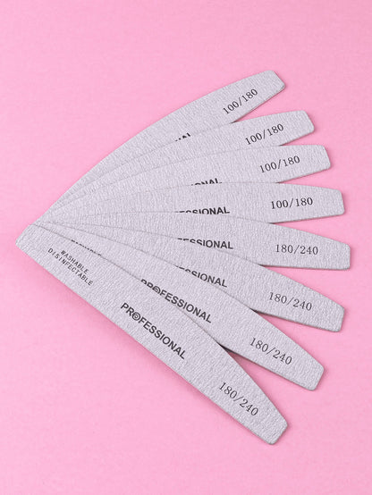 3pcs/5pcs/10pcs/25pcs/50pcs Grey Thin Wooden Nail File- 100/180/240 Grit Nail Files Double Sided Emery Board Washable Emery Boards Reusable Nail Buffers Manicure Tools For Natural Nails Acrylic Nails