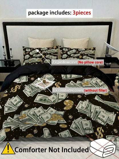 3pcs Bedding Set, Floral Print Polyester Bedding Set, Suitable For Bedroom, Guest Room (1*Duvet Cover + 2*Pillowcases, Comforter Not Included)