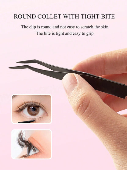 3pcs Black Seahorse Clip + Gourd Clip + Comb Clip, False Eyelash Application Tweezer Set, Precise Grip Easy To Use, Effortless Application Of False Eyelashes, Makeup Tool, Home Essential, Travel Porta