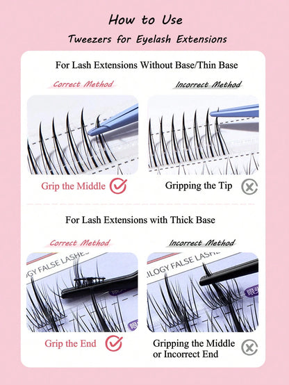 3pcs Black Seahorse Clip + Gourd Clip + Comb Clip, False Eyelash Application Tweezer Set, Precise Grip Easy To Use, Effortless Application Of False Eyelashes, Makeup Tool, Home Essential, Travel Porta