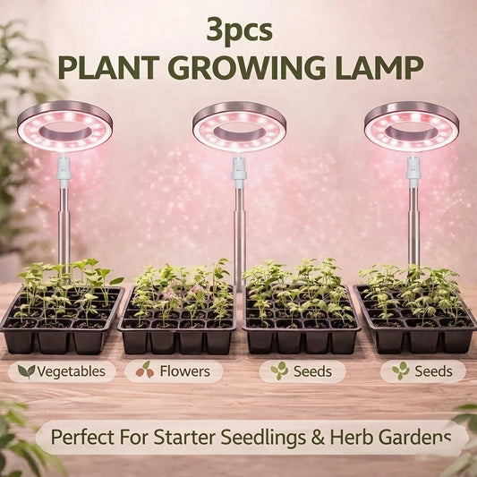 3pcs Full Spectrum Grow Lights, Adjustable Brightness And Height, With Smart Timer, Retractable Desktop Plant Lamp For Succulents, Flowers And Small Indoor Plants