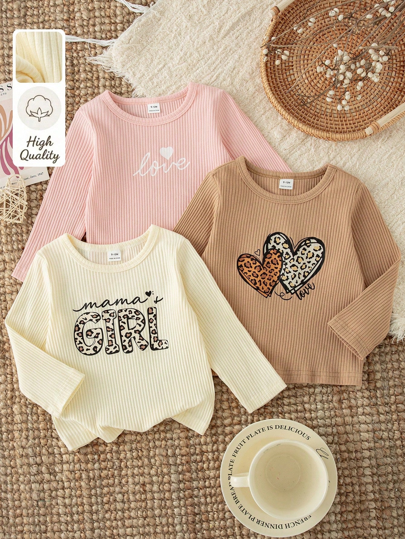3pcs Girls Autumn Letter Print Fitted Long Sleeve T-Shirt, Sweet Casual Versatile All-Match Outfit Set