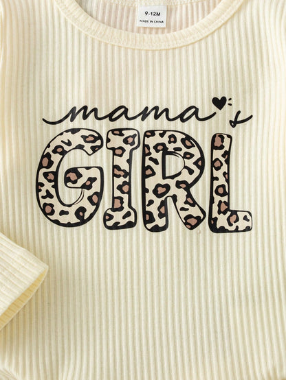 3pcs Girls Autumn Letter Print Fitted Long Sleeve T-Shirt, Sweet Casual Versatile All-Match Outfit Set