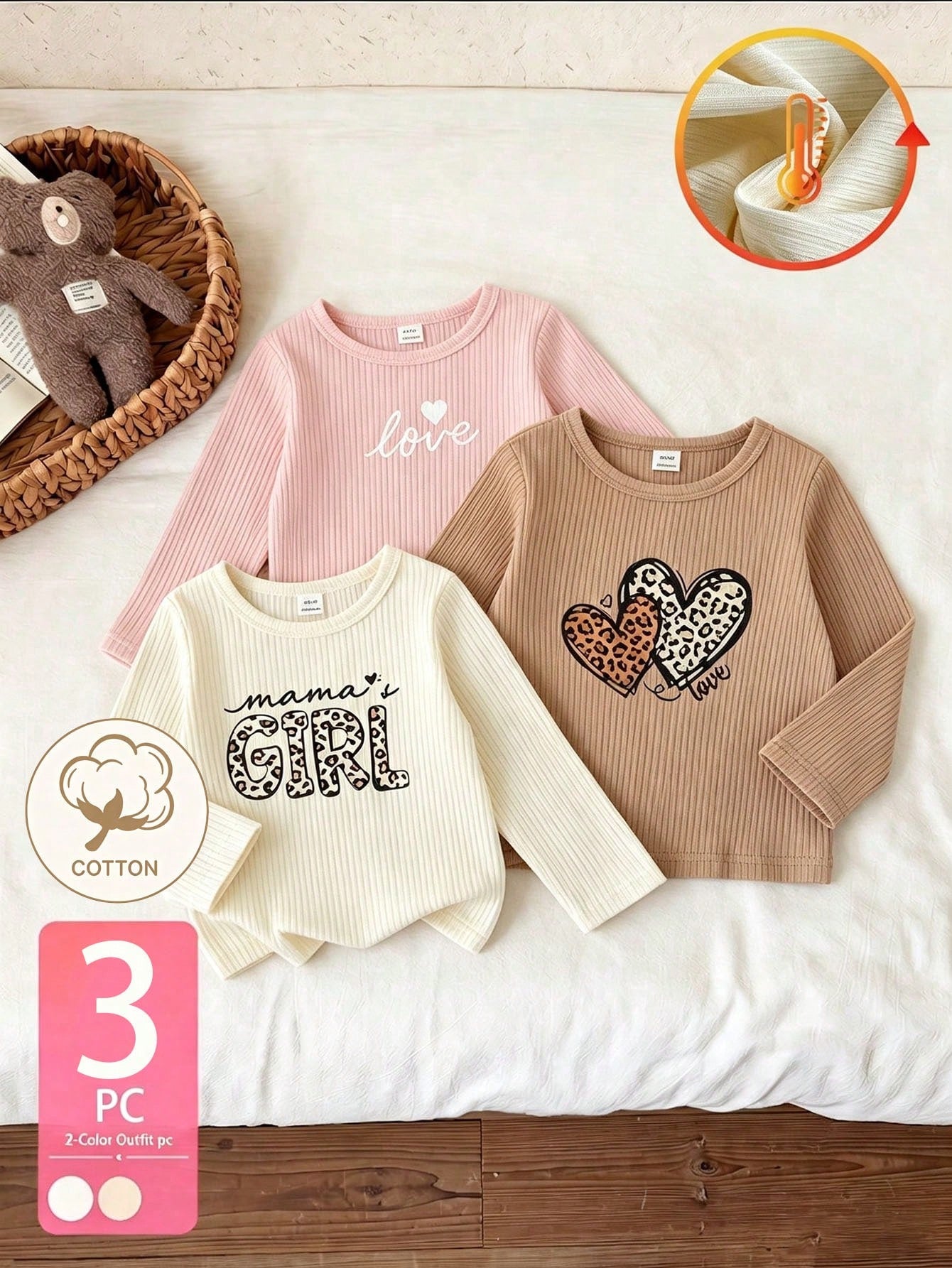 3pcs Girls Autumn Letter Print Fitted Long Sleeve T-Shirt, Sweet Casual Versatile All-Match Outfit Set