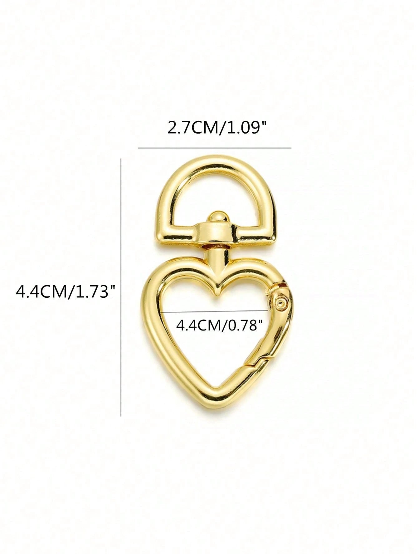 3pcs Gold Heart Spring Ring Hardware Buckle, Metal Round Buckle, Keychain Bag Buckle, Adjustable Hook, Open Ring, DIY Hardware Accessories, Car Accessories, Women's Study Supplies, Teacher Gift, Back