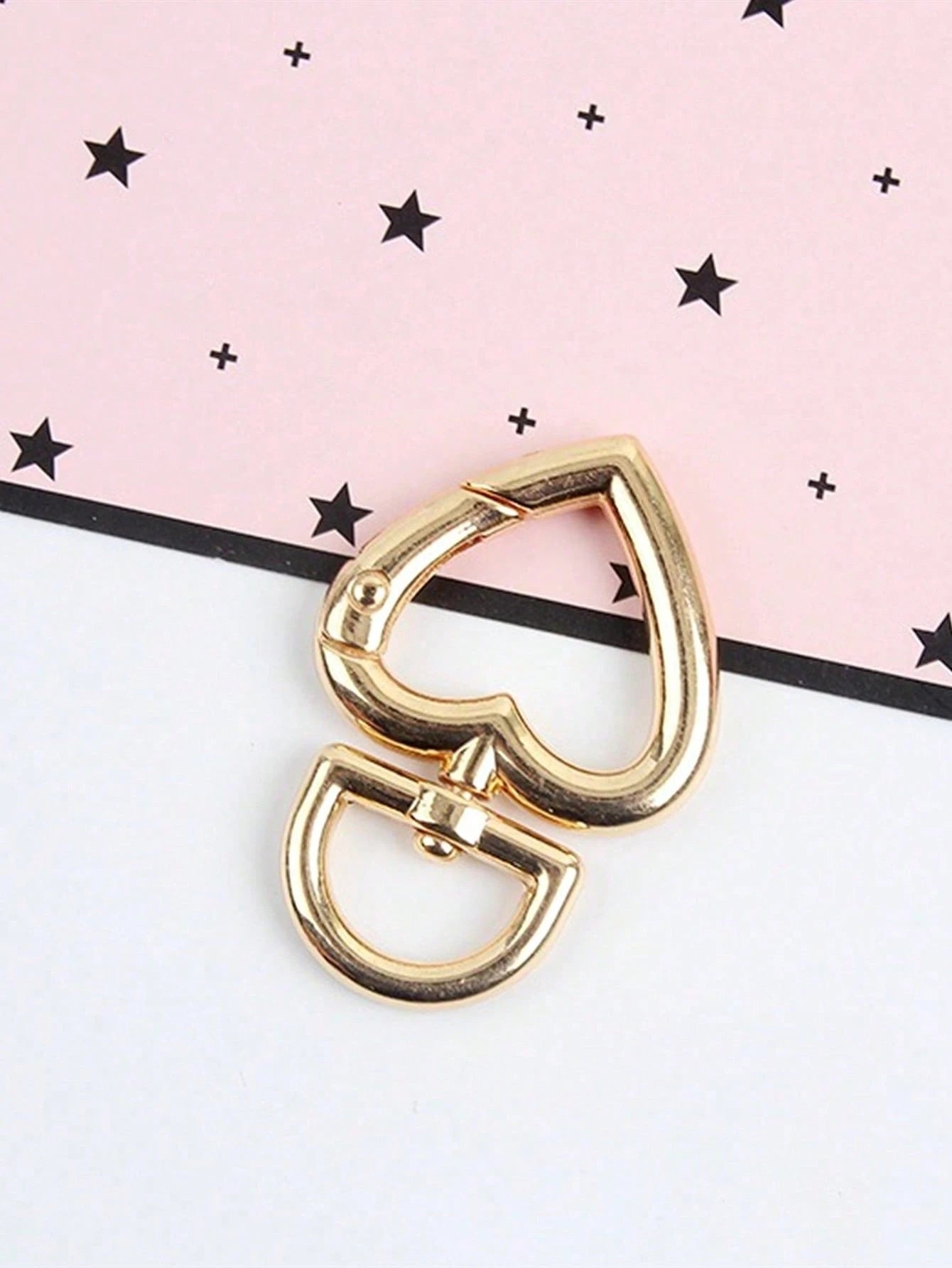 3pcs Gold Heart Spring Ring Hardware Buckle, Metal Round Buckle, Keychain Bag Buckle, Adjustable Hook, Open Ring, DIY Hardware Accessories, Car Accessories, Women's Study Supplies, Teacher Gift, Back