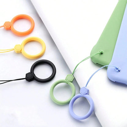 3pcs Minimalist Soft Silicone Ring Finger Straps, Creative Cartoon Gemstone Bottle Cup Hanging Accessory, Adorable Anti-Drop Silicone Lanyard For Phone, Small Fan, Keys, Waterproof And Durable
