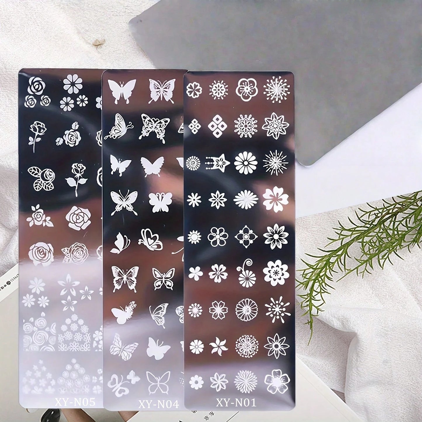 3Pcs Nail Stamp Plates Butterfly Flower Pattern Nail Stamping Templates Manicure Stencils Tools For Nail Art Decoration