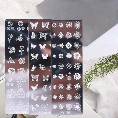 3Pcs Nail Stamp Plates Butterfly Flower Pattern Nail Stamping Templates Manicure Stencils Tools For Nail Art Decoration