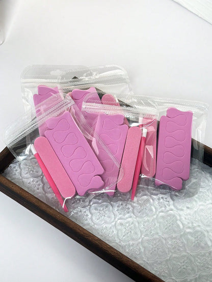 3pcs Pink Nail Polishing Strip, Nail File, Cuticle Pusher, Nail Separator, Valentine's Day New Year Holiday Nail Care Tool Kit, Nail Art Material Set