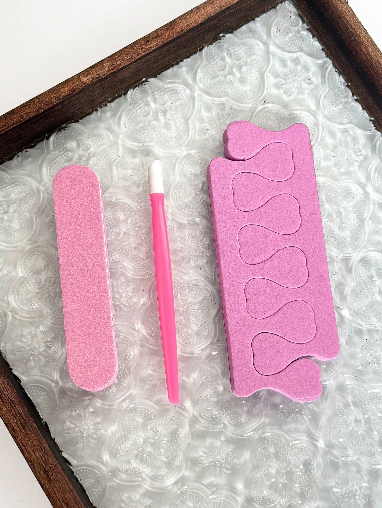 3pcs Pink Nail Polishing Strip, Nail File, Cuticle Pusher, Nail Separator, Valentine's Day New Year Holiday Nail Care Tool Kit, Nail Art Material Set