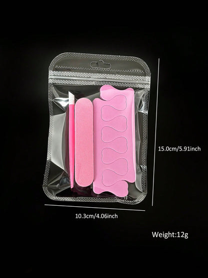 3pcs Pink Nail Polishing Strip, Nail File, Cuticle Pusher, Nail Separator, Valentine's Day New Year Holiday Nail Care Tool Kit, Nail Art Material Set