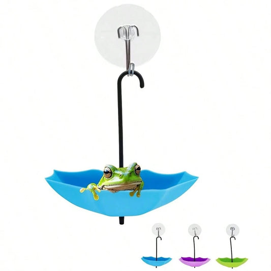 3pcs Plastic Frog Habitat Platform Set With Suction Cups- Colorful Umbrella Designs For Tree Frogs, African Dwarf Frogs, And Toads- Ideal Accessories For Pet Frog And Toad Enclosures- Naturalistic