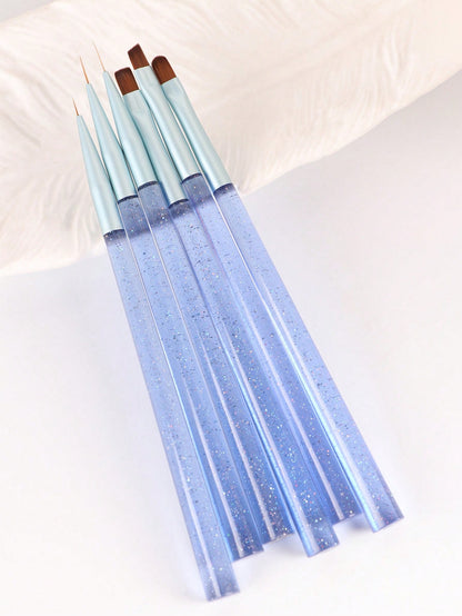 3PCS Professional Nail Detail Painting Brushes Glitter Acrylic Handle Manicure Tools