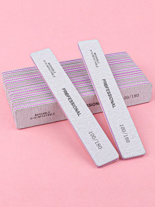 3Pcs Professional Rectangular Nail Files Double-Sided Grinding Nail Sandpaper Beauty Tools 100/180