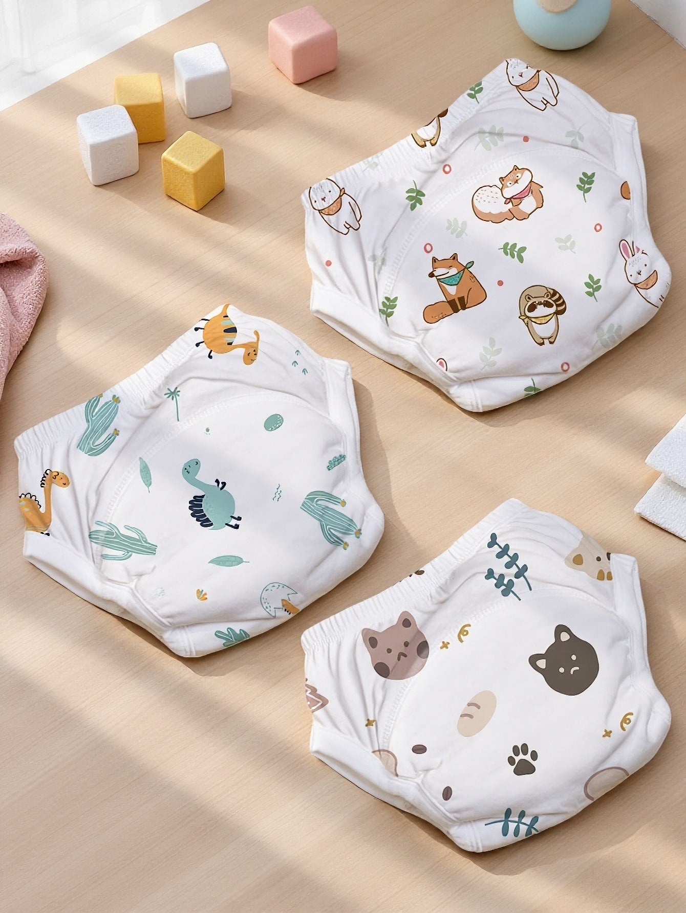 3pcs Reusable Baby Cloth Diapers, Diaper Pants, Training Pants, Soft Adjustable Washable Swim Diapers For Infant Boys And Girls