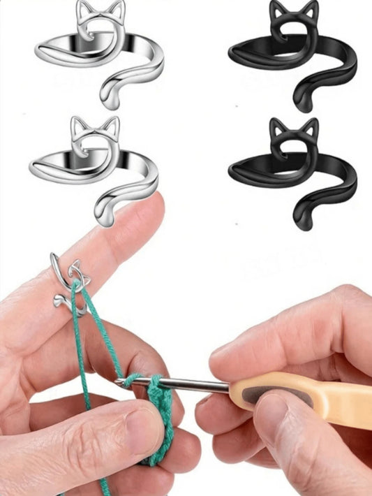 3pcs Set: Crochet Rings, Adjustable Cat-Shaped Yarn Guide, Finger Protector, Suitable For Crocheting, Sewing, Embroidery, Hand Protection, Hot Selling Product, High Demand, Limited Stock, Popular Item