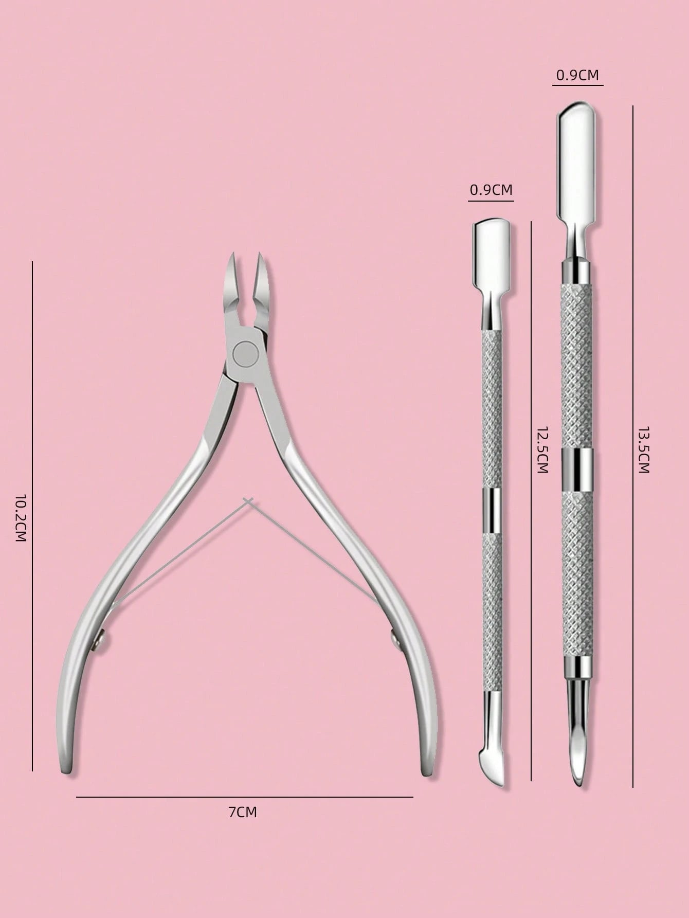 3pcs/Set Nails Exfoliating Tool Stainless Steel Scissors With Cuticle Pusher And Remover,Nail Supplies,Nail Tools,Nail Art Tools,Back To School,Nails,Nail Tools For Press On Nails