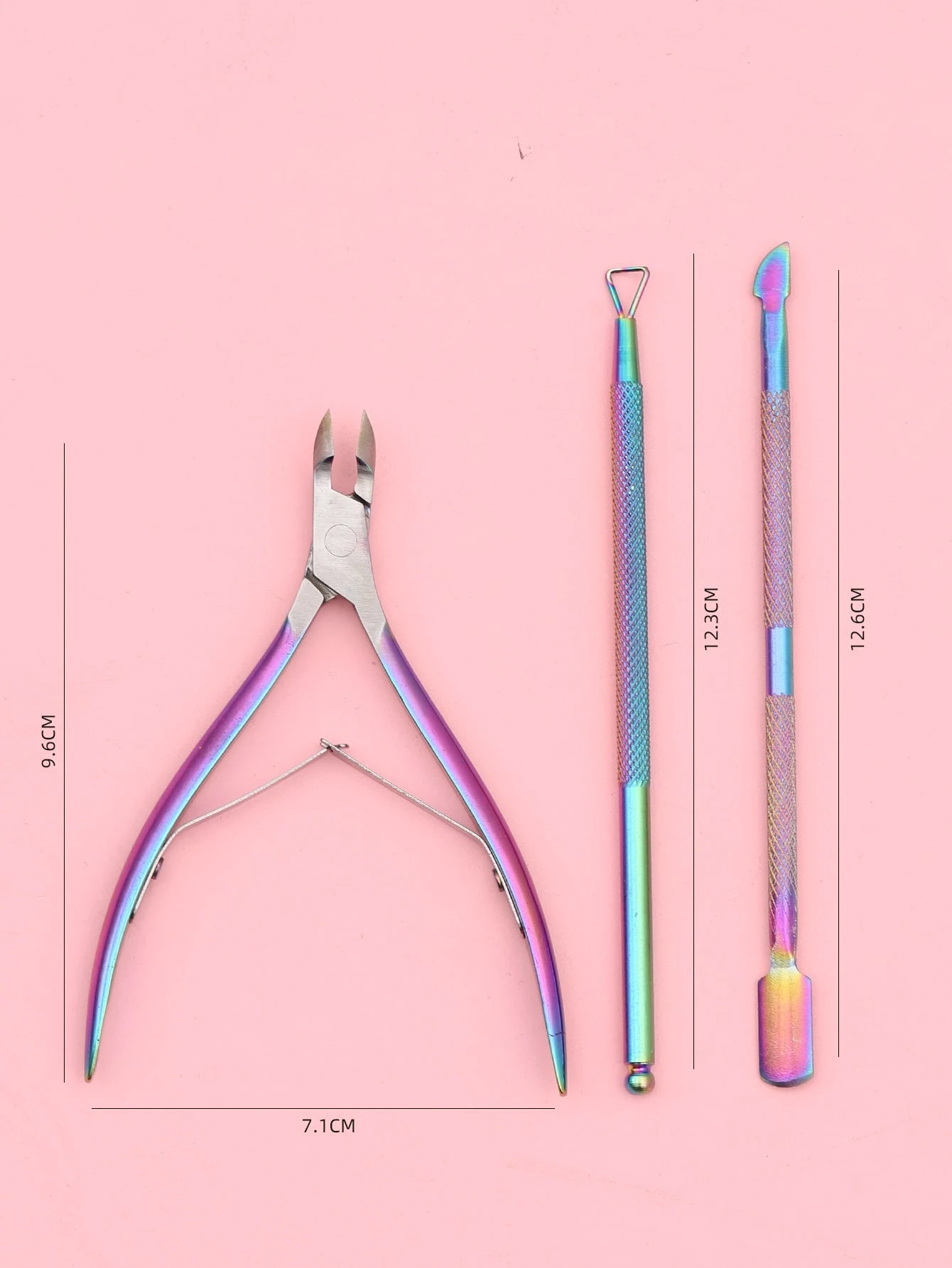 3pcs/Set Nails Exfoliating Tool Stainless Steel Scissors With Cuticle Pusher And Remover,Nail Supplies,Nail Tools,Nail Art Tools,Back To School,Nails,Nail Tools For Press On Nails