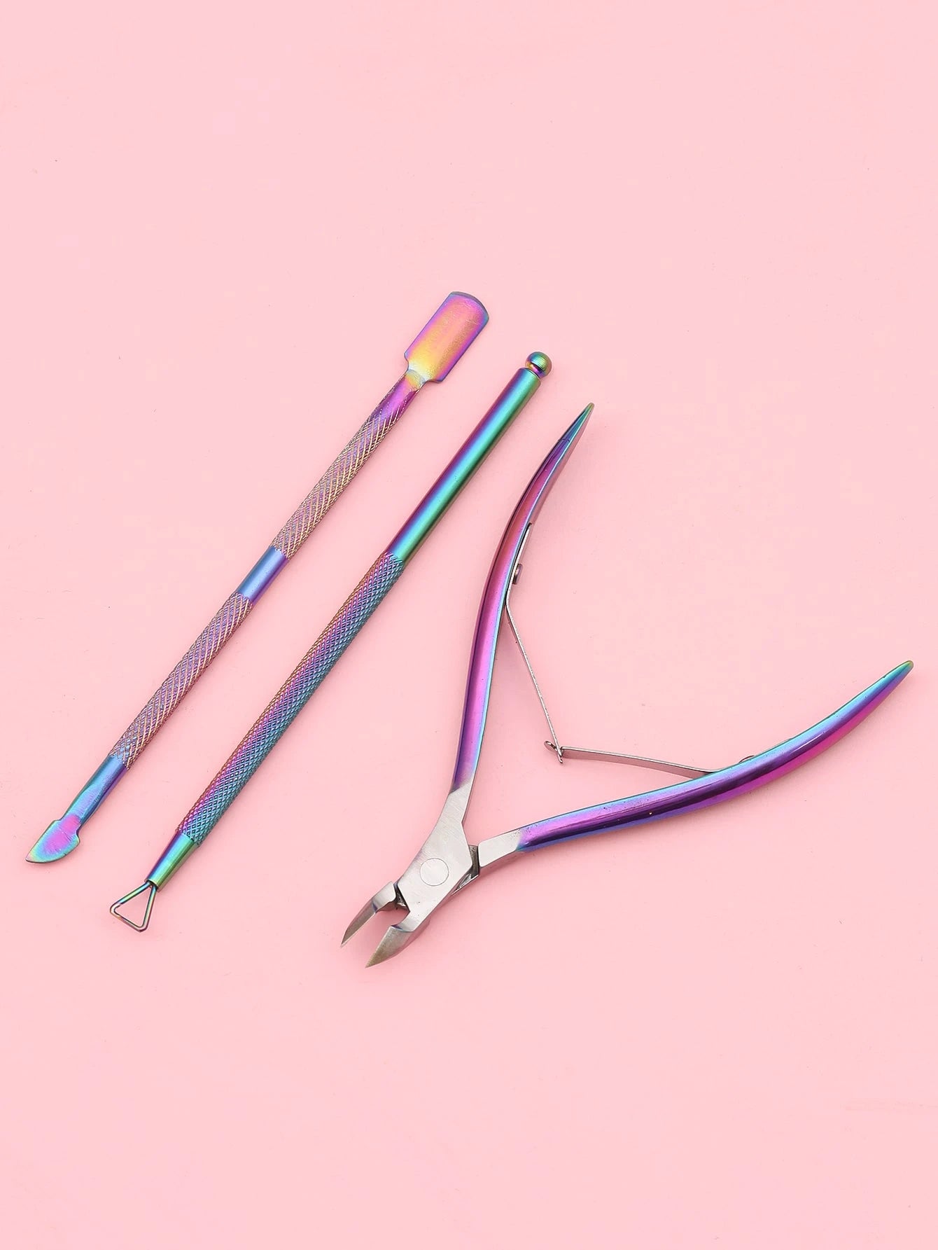 3pcs/Set Nails Exfoliating Tool Stainless Steel Scissors With Cuticle Pusher And Remover,Nail Supplies,Nail Tools,Nail Art Tools,Back To School,Nails,Nail Tools For Press On Nails