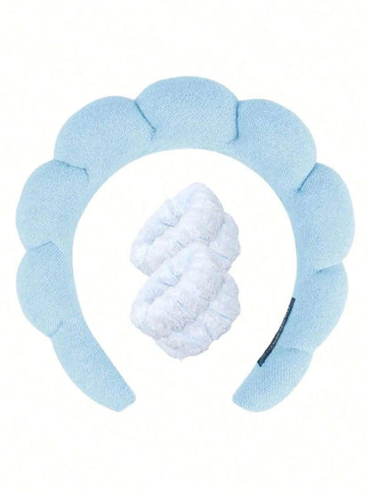 3pcs Solid Bath Headband & Bath Wrist Band Set Home Bathroom Decor Fall Decor Back To School Hair Accessories