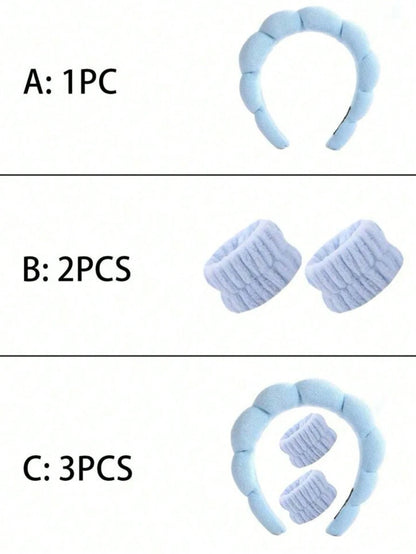 3pcs Solid Bath Headband & Bath Wrist Band Set Home Bathroom Decor Fall Decor Back To School Hair Accessories