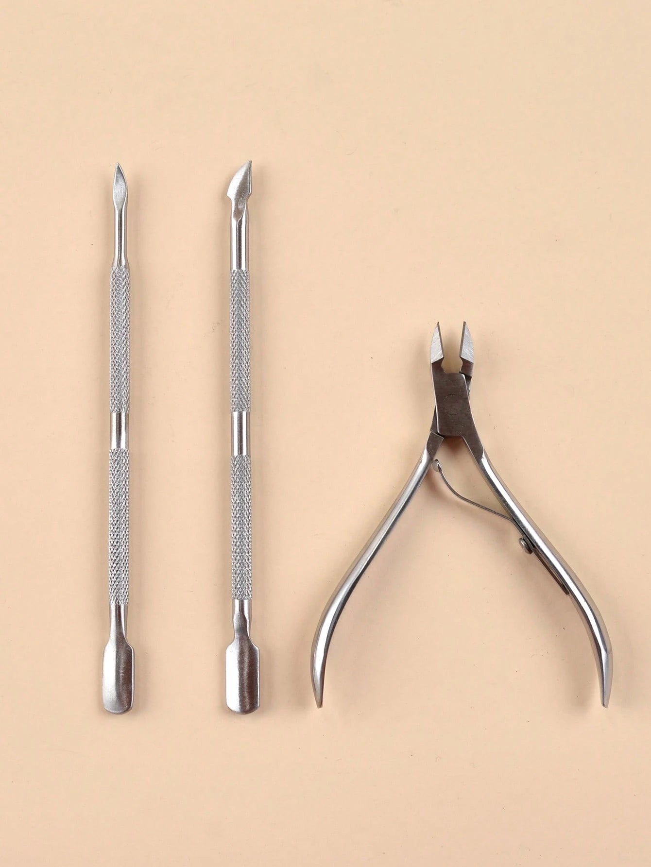 3pcs Stainless Steel Nail Dead Skin Remover Pusher & Pliers Set,Nail Supplies,Nail Tools,Nail Art Tools,Back To School,Nails,Nail Tools For Press On Nails,Manicure Pedicure Tools
