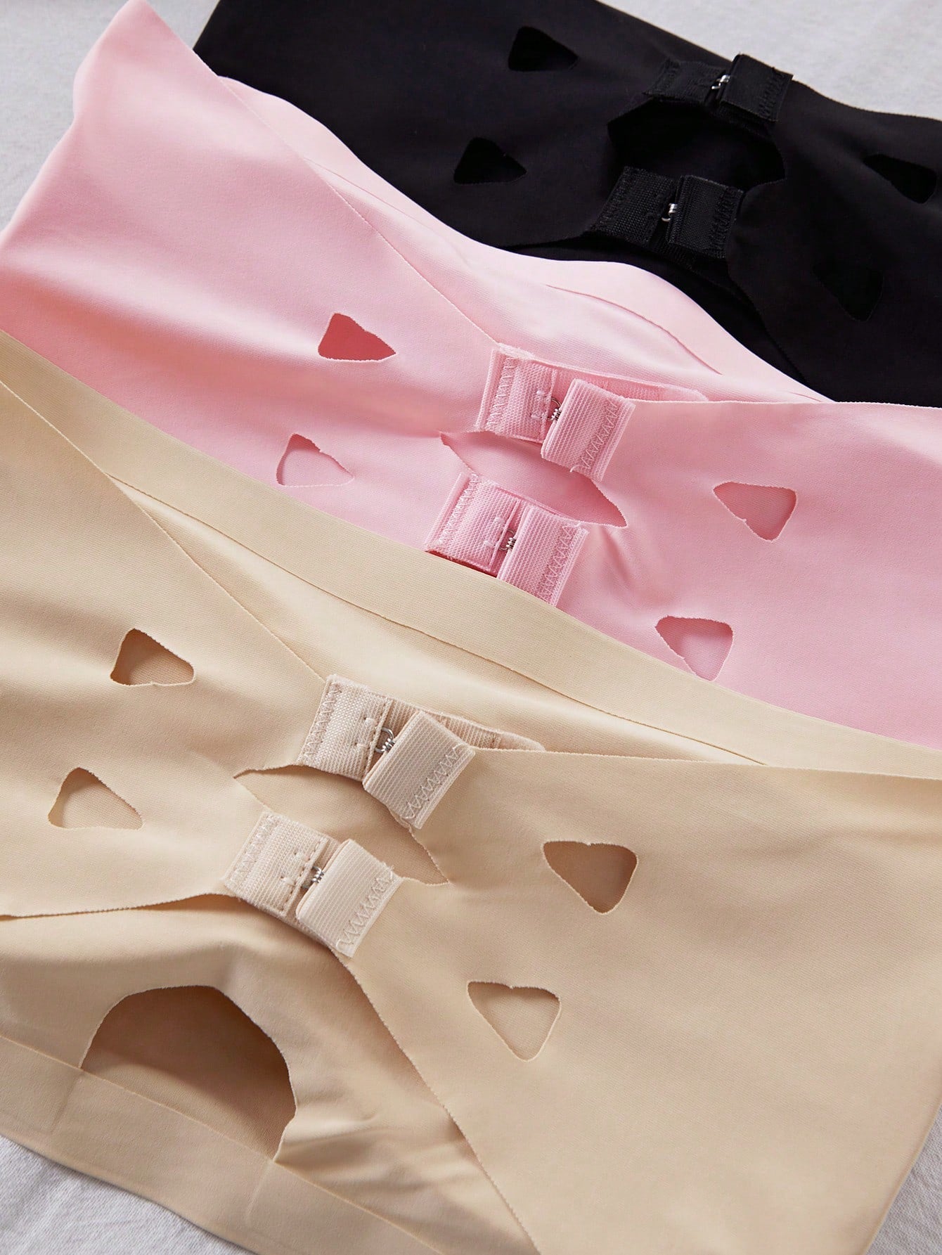 3pcs Teen Girl Seamless Ice Silk Wrapped Chest Shoulder-Strapless, Traceless, Beauty Back Anti-Light-Invisible-Buckle Bra