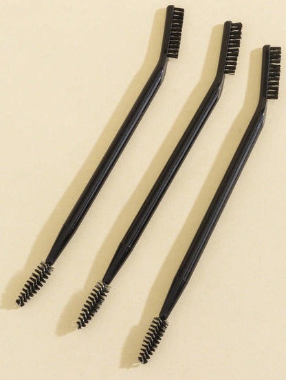 3PCS White/Black Eyelash Curler & Eyebrow Brush, Bendable Multipurpose Dual-Ended Makeup Brush Set Designed With Ergonomic Handle,Eyebrow Brush,Eyeshadow Brush,Spoolie,Spoolie Brush,Giveaways