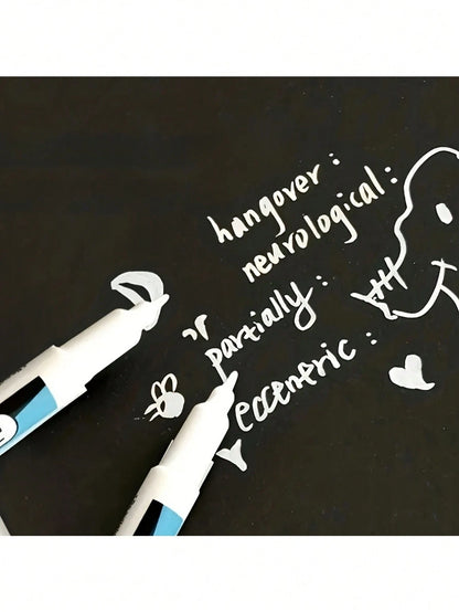 3pcs White Permanent Marker Pens - Quick Drying, Waterproof And Non-Fading, Suitable For DIY, Glass, Faux Leather, Wood, Metal Painting - Perfect For Valentine's Day, Party Crafts