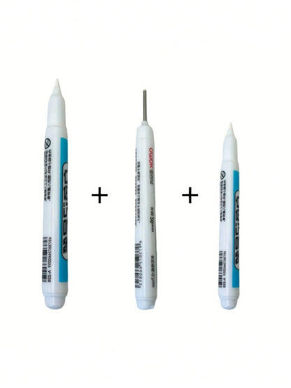 3pcs White Permanent Marker Pens - Quick Drying, Waterproof And Non-Fading, Suitable For DIY, Glass, Faux Leather, Wood, Metal Painting - Perfect For Valentine's Day, Party Crafts