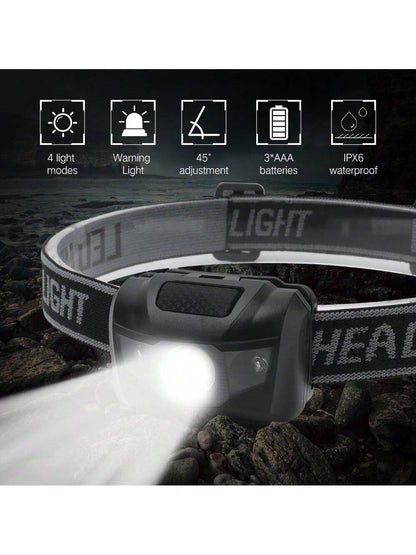 3W Powerful Mini Headlamp Red Light LED Headlight 4-Mode Powered AAA Battery Head Torch Waterproof Camping Fishig Lantern The Headlamp Is Made Of Durable Aluminum Alloy, Ensuring Its Longevity Even In