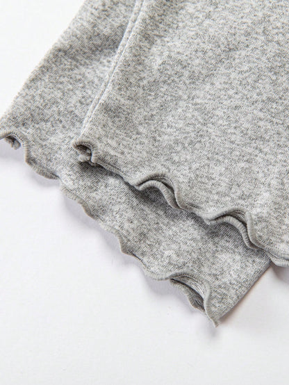 4/2/1pc Summer Girls Leggings, Children's Base Layer Pants, Baby, Spring/Summer, Lightweight, Frill Trim Mid-Thigh Leggings, Grey, Black, Solid Color, Casual Capri Pants, Simple Cute Fashion, Suitable