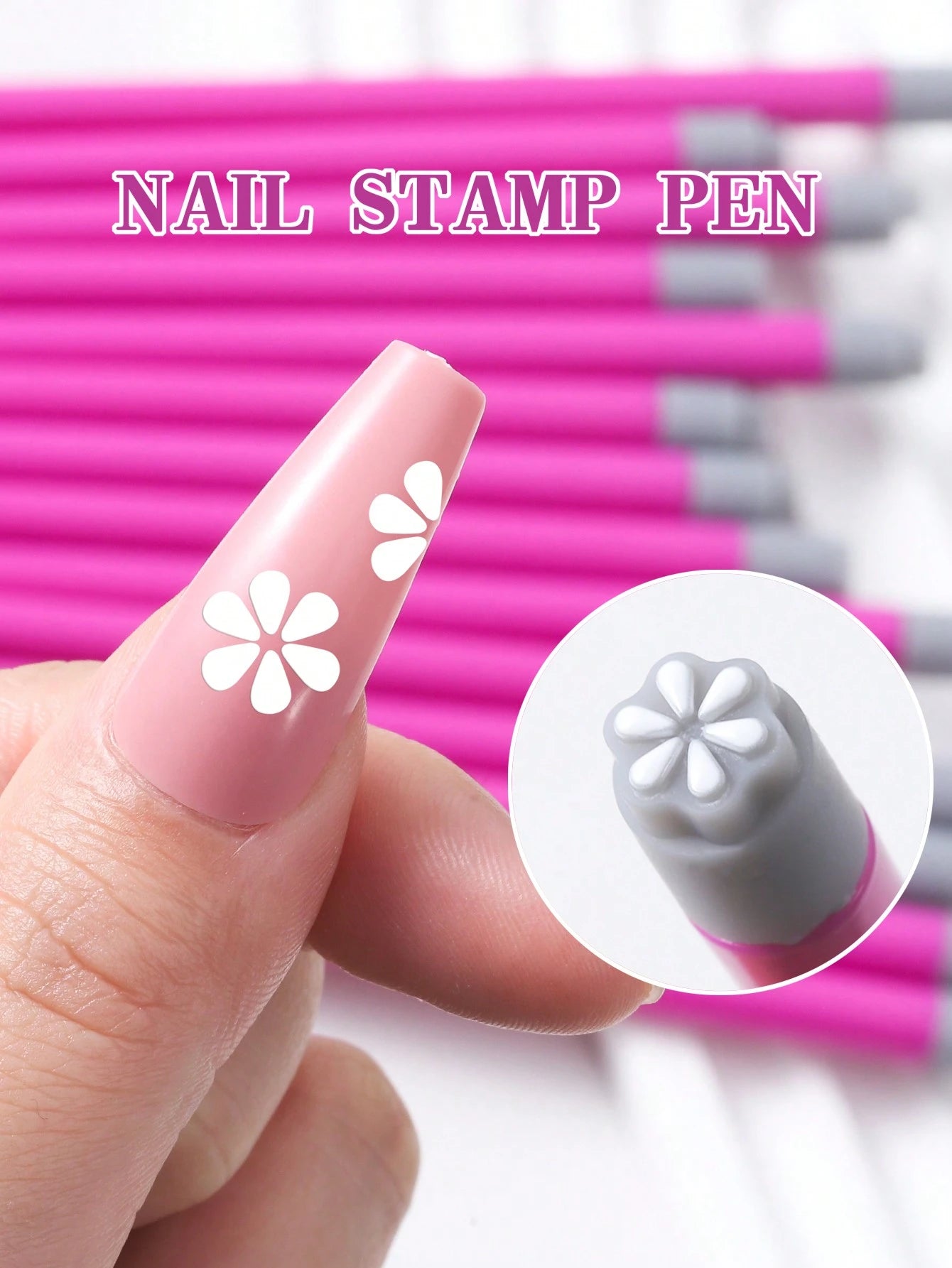 4/6/10/15Pcs/Set Nail Art Stamp Pen Set, Flower Butterfly Pattern Nail Transfer Print Tool, Non-Alcoholic Nail Stamping Kit For Women