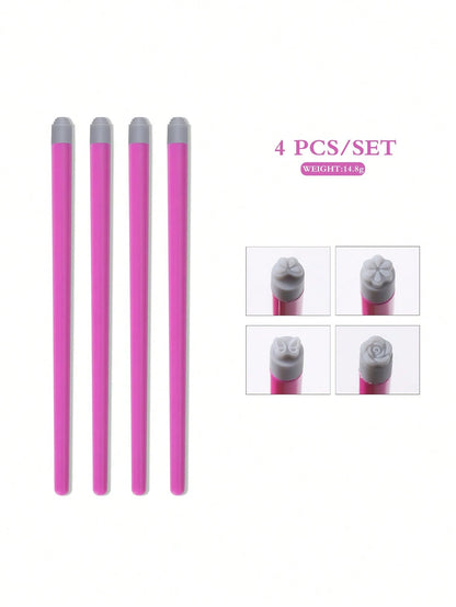 4/6/10/15Pcs/Set Nail Art Stamp Pen Set, Flower Butterfly Pattern Nail Transfer Print Tool, Non-Alcoholic Nail Stamping Kit For Women