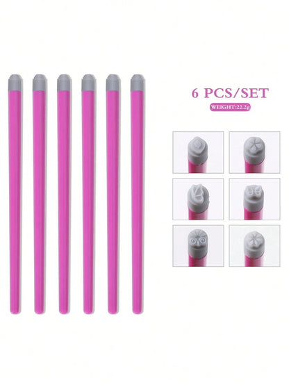 4/6/10/15Pcs/Set Nail Art Stamp Pen Set, Flower Butterfly Pattern Nail Transfer Print Tool, Non-Alcoholic Nail Stamping Kit For Women